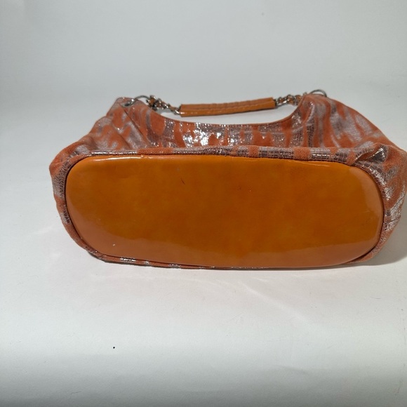 Orange and Silver Tiger Print Hobo Bag with Glossy Finish - Picture 2 of 7